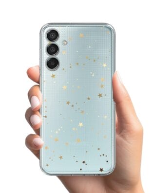 Etui do Samsung Galaxy M15 5G przeźroczyste, silikonowe Flexi, Zimowa magia, Złote gwiazdki