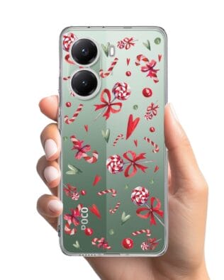 Etui do Xiaomi POCO X7 Pro przeźroczyste, silikonowe Flexi, Cukierki świąteczne