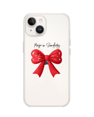 Etui do iPhone 13 przeźroczyste, silikonowe Flexi, Przytulne święta, Czerwona kokarda