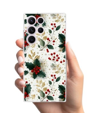 Etui do Samsung Galaxy S23 Ultra przeźroczyste, silikonowe Flexi, Przytulne święta, Ozdoby świąteczne