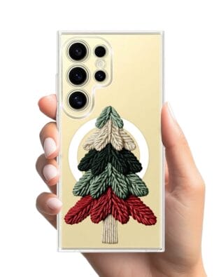 Etui do Samsung Galaxy S24 Ultra z MagSafe przeźroczyste, silikonowe Flexi, Przytulne święta, Dziana choinka