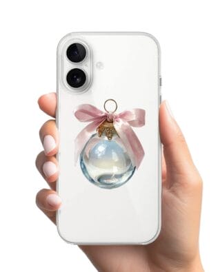 Etui do iPhone 16 Plus przeźroczyste, silikonowe Flexi, Przytulne święta, Kryształowa bombka