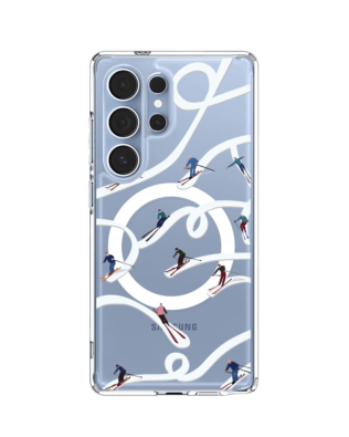 Etui do Samsung Galaxy S25 Ultra z MagSafe przeźroczyste, silikonowe Flexi, Zimowa magia, Narciarskie wiraże