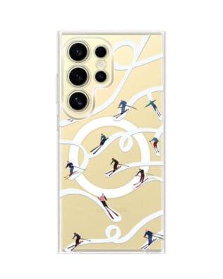 Etui do Samsung Galaxy S24 Ultra z MagSafe przeźroczyste, silikonowe Flexi, Zimowa magia, Narciarskie wiraże