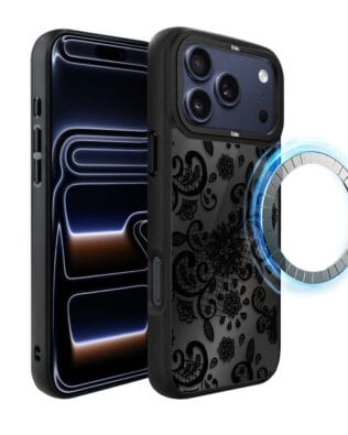 Etui do iPhone 17 Pro IBIZU DropGuard Matt z MagSafe, Midnight, Koronkowa Czerń