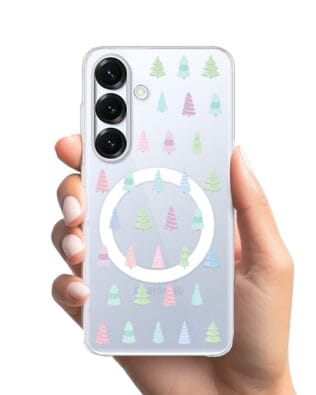 Etui do Samsung Galaxy S25 Plus z MagSafe przeźroczyste, silikonowe Flexi, Pastelowe choinki