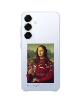 Etui do Samsung Galaxy S25 przeźroczyste, silikonowe Flexi, Mona Lisa z szampanem