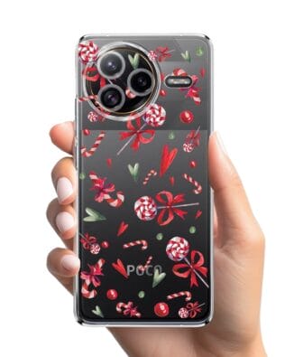 Etui do Xiaomi POCO F7 Ultra przeźroczyste, silikonowe Flexi, Cukierki świąteczne