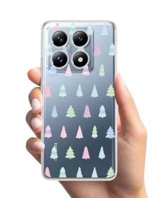 Etui do Xiaomi 14T przeźroczyste, silikonowe Flexi, Pastelowe choinki