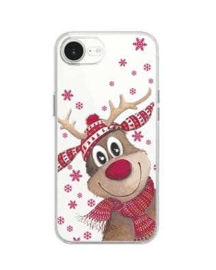 Etui do iPhone 16e przeźroczyste, silikonowe Flexi, Renifer