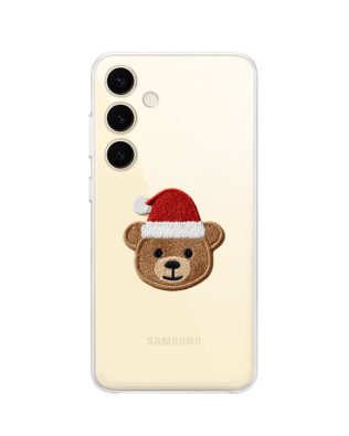 Etui do Samsung Galaxy S24 przeźroczyste, silikonowe Flexi, Przytulne święta, Miś mikołajek