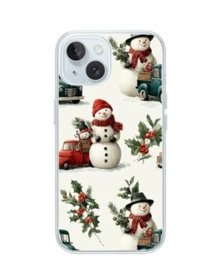 Etui do iPhone 15 przeźroczyste, silikonowe Flexi, Przytulne święta, Zimowe miasteczko