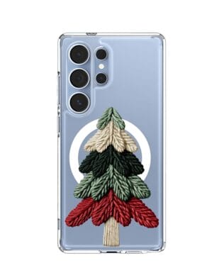 Etui do Samsung Galaxy S25 Ultra z MagSafe przeźroczyste, silikonowe Flexi, Przytulne święta, Dziana choinka