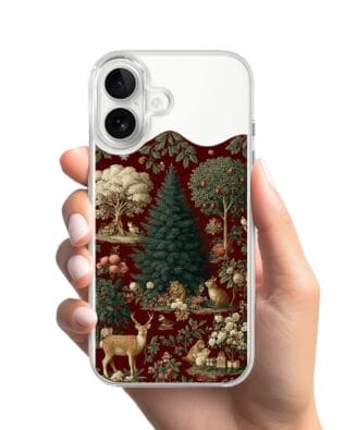 Etui do iPhone 16 z MagSafe przeźroczyste, silikonowe Flexi, Zimowa magia, świąteczny las