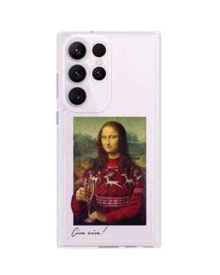 Etui do Samsung Galaxy S23 Ultra przeźroczyste, silikonowe Flexi, Mona Lisa z szampanem