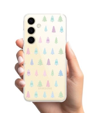 Etui do Samsung Galaxy S24 Plus przeźroczyste, silikonowe Flexi, Pastelowe choinki