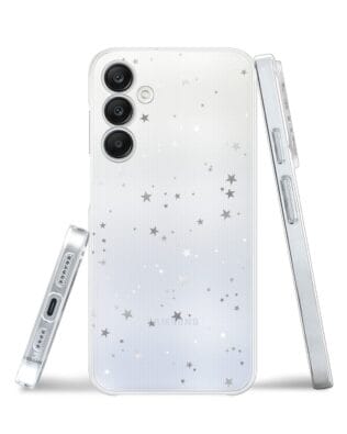 Etui do Samsung Galaxy A25 5G przeźroczyste, silikonowe Flexi, Zimowa magia, Szampańskie gwiazdki