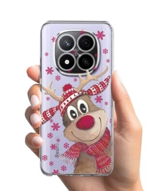 Etui do Xiaomi Redmi Note 14 Pro 4G przeźroczyste, silikonowe Flexi, Renifer