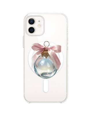 Etui do iPhone 12 z MagSafe przeźroczyste, silikonowe Flexi, Przytulne święta, Kryształowa bombka