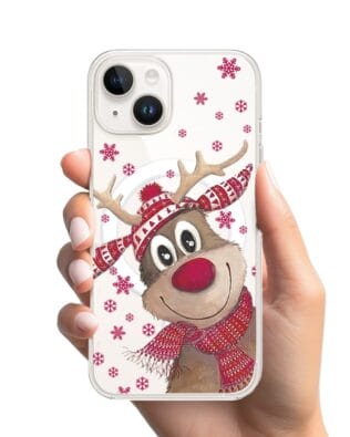 Etui do iPhone 13 Mini z MagSafe przeźroczyste, silikonowe Flexi, Renifer