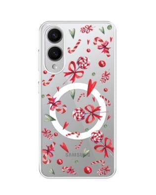 Etui do Samsung Galaxy S25 Edge z MagSafe przeźroczyste, silikonowe Flexi, Cukierki świąteczne