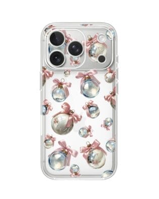Etui do iPhone 17 Pro przeźroczyste, silikonowe Flexi, Przytulne święta, Pastelowe bombki