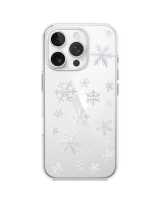Etui do iPhone 13 Pro Max przeźroczyste, silikonowe Flexi, Zimowa magia, Delikatne płatki śniegu