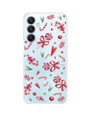 Etui do Samsung Galaxy M35 5G przeźroczyste, silikonowe Flexi, Cukierki świąteczne