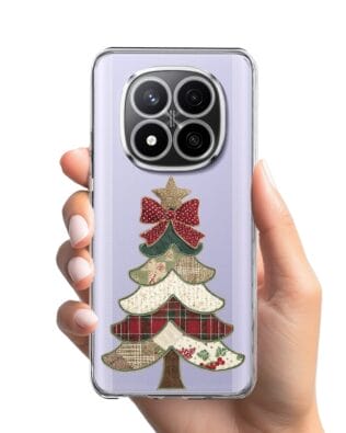 Etui do Xiaomi Redmi Note 14 Pro 4G przeźroczyste, silikonowe Flexi, Przytulne święta, Kraciasta choinka