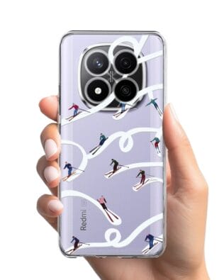 Etui do Xiaomi Redmi Note 14 Pro 4G przeźroczyste, silikonowe Flexi, Zimowa magia, Narciarskie wiraże