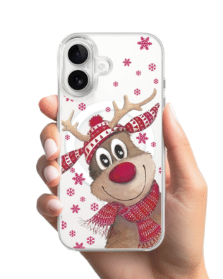 Etui do iPhone 16 Plus z MagSafe przeźroczyste, silikonowe Flexi, Renifer