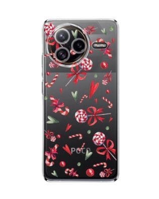Etui do Xiaomi POCO F7 Ultra przeźroczyste, silikonowe Flexi, Cukierki świąteczne