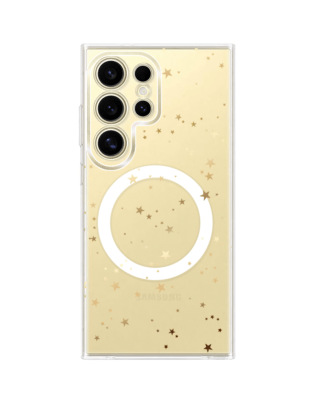 Etui do Samsung Galaxy S24 Ultra z MagSafe przeźroczyste, silikonowe Flexi, Zimowa magia, Złote gwiazdki