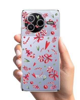 Etui do Xiaomi POCO F7 Pro przeźroczyste, silikonowe Flexi, Cukierki świąteczne