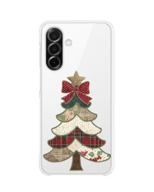 Etui do Samsung Galaxy A26 5G przeźroczyste, silikonowe Flexi, Przytulne święta, Kraciasta choinka