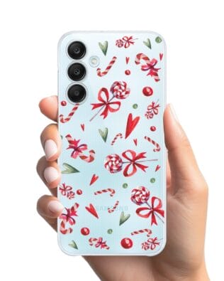 Etui do Samsung Galaxy M35 5G przeźroczyste, silikonowe Flexi, Cukierki świąteczne