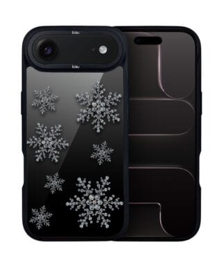 Etui do iPhone Air IBIZU DropGuard Matt z MagSafe, Zimowa magia, Płatki śniegu na czarnym lustrze