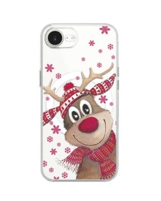 Etui do iPhone 16e z MagSafe przeźroczyste, silikonowe Flexi, Renifer