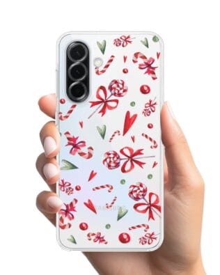 Etui do Samsung Galaxy A36 5G przeźroczyste, silikonowe Flexi, Cukierki świąteczne