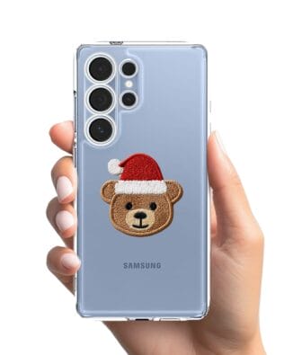 Etui do Samsung Galaxy S25 Ultra przeźroczyste, silikonowe Flexi, Przytulne święta, Miś mikołajek