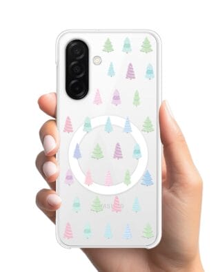 Etui do Samsung Galaxy A26 5G z MagSafe przeźroczyste, silikonowe Flexi, Pastelowe choinki