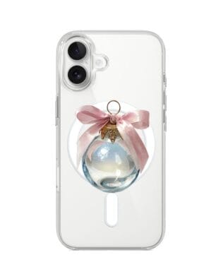 Etui do iPhone 17 z MagSafe przeźroczyste, silikonowe Flexi, Przytulne święta, Kryształowa bombka