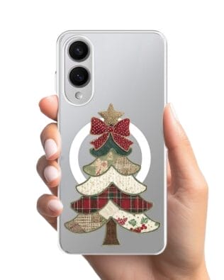 Etui do Samsung Galaxy S25 Edge z MagSafe przeźroczyste, silikonowe Flexi, Przytulne święta, Kraciasta choinka