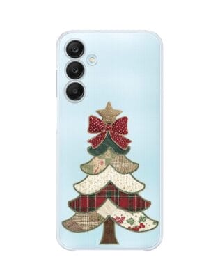 Etui do Samsung Galaxy M35 5G przeźroczyste, silikonowe Flexi, Przytulne święta, Kraciasta choinka