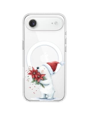 Etui do iPhone Air z MagSafe przeźroczyste, silikonowe Flexi, Przytulne święta, Miś świąteczny
