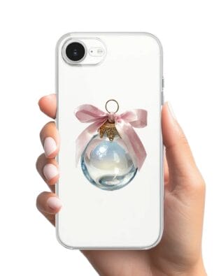 Etui do iPhone 16e przeźroczyste, silikonowe Flexi, Przytulne święta, Kryształowa bombka