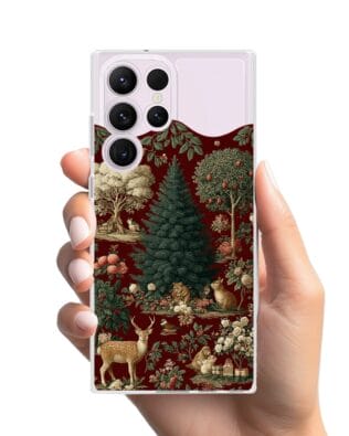 Etui do Samsung Galaxy S23 Ultra przeźroczyste, silikonowe Flexi, Zimowa magia, świąteczny las