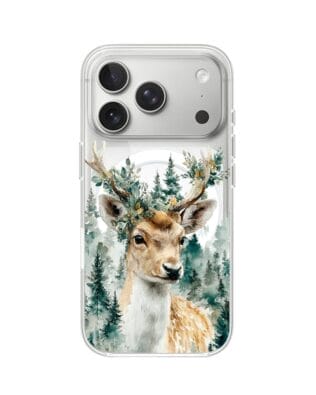 Etui do iPhone 17 Pro z MagSafe przeźroczyste, silikonowe Flexi, Przytulne święta, Leśny jelonek