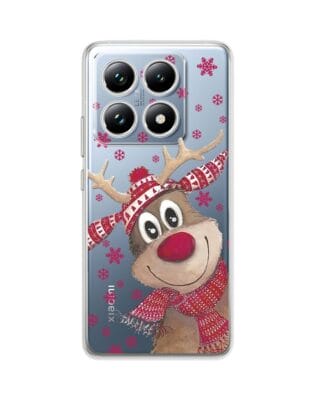 Etui do Xiaomi 14T Pro przeźroczyste, silikonowe Flexi, Renifer