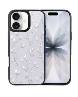 Etui do iPhone 17 IBIZU DropGuard Matt z MagSafe, Zimowa magia, Lodowe kwiaty